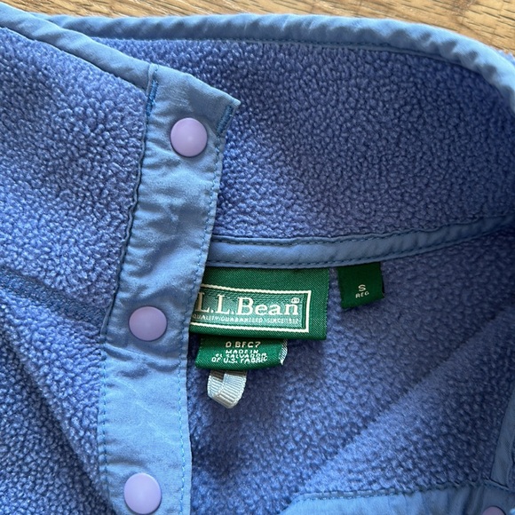 LL Bean Sweater Fleece Pullover Snap Neckline Periwinkle Blue Womens Small - Picture 3 of 4